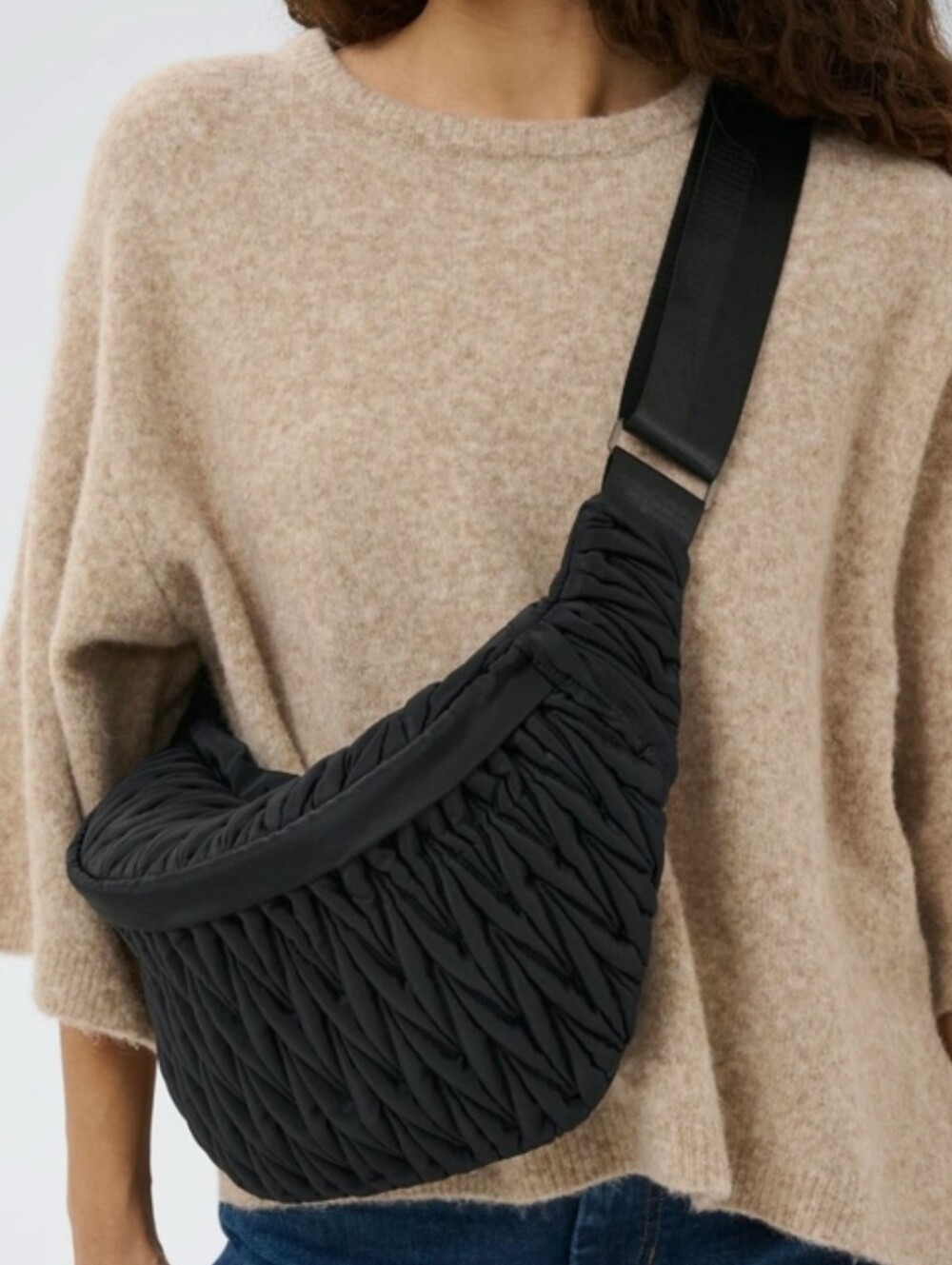 Black Quilted Crossbody Bag - Stylish Everyday Sling